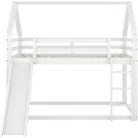 STILVORA Hoogslaper 140x200 cm – Huisbed Met Glijbaan & Verwisselbare Trap – Twee Ruime Ligvlakken 140x200 cm – Grenenhout; MDF – Wit – Zonder matras