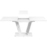 STILVORA Eettafel - Uitschuifbaar Met Marmerlook Blad - Voor Keuken Woonkamer En Balkon - MDF Metaal - Wit - 120 160x80x76 Cm