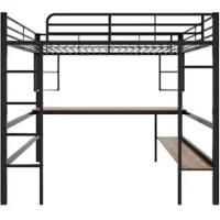 STILVORA Hoogslaper 140x200 cm – Met Bureau & Groot Boekenrek – Voor Kinderen, Jongeren En Studenten – Metaal – Zwart – Zonder matras