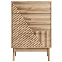 STILVORA Ladekast 60 Cm – 4 Ruime Lades Met Soepele Geleiders – Brede Bovenkant Voor Decoratie – Voor Slaapkamer Hal Woonkamer – Eiken