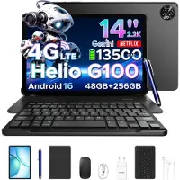 Doogee TAB E3 Max VIP - Tablet - 48 GB RAM + 256 GB ROM /TF 2TB - MTK Helio G100 - 14 inth Ips - Android 16 - 13500mAh - 4G LTE - 5G WLAN - Vier luidsprekers - GPS - Zwart