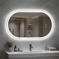 ZMH badkamerspiegel met verlichting, LED badspiegel, lamp, 50x80 cm, spiegelverlichting, badkamer, touchschakelaar, 3000K-6500K, dimbare lichtspiegel, ovaal