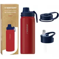 Wessper B3 Thermosteel Thermosfles Rood 0.5L - 3 Doppen