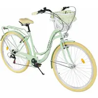 DaviBikes Emma – Stadsfiets – 28 inch – 7 versnellingen – Shimano – V-brake – Lage instap – Groen/Creme