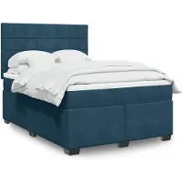 vidaXL Boxspring met matras fluweel blauw 160x200 cm