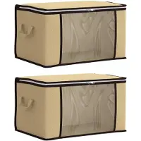 vidaXL opbergdoos met doorzichtige zijkant 2 st Nonwoven stof 37,5 L