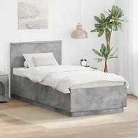 vidaXL Bedframe met hoofdeinde Betongrijs 70 x 190 cm Bewerkt hout