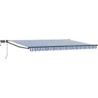 vidaXL Handbediende luifel met LED's Blauw, Wit, Anthraciet 4,5 × 3 m
