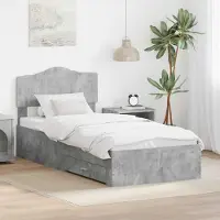 vidaXL Bedframe met lade Beton Grijs 70 x 190 cm Bewerkt hout