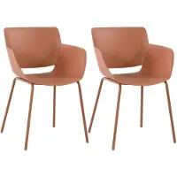 CLP Alpena Set van 2 stoelen - Buitenstoel - weerbestendig en UV-bestendig - Stoelframe van gepoedercoat staal - Fauteuil - Kunststof/terracotta