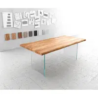 DELIFE Eettafel Edge 200x100 XL acacia natuur verre Live-Edge