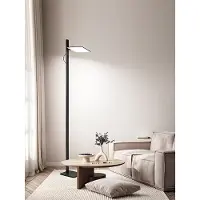 Perenz Zwarte LED-vloerlamp voor de woonkamer, 24W, 2160 lm, in hoogte verstelbaar en 340° kantelbaar, aan/uit-schakelaar, instelbare kleurtemperatuur (CCT) en voetdimmer
