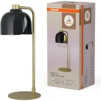Osram Decor Corolle, tafellamp, zwart, metaal en glas, fitting G9, stoffen kabel, retro-stijl
