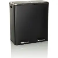 Hjh OFFICE Afvalbak / afvalscheidingssysteem CLEAN IX 60L (2x30L) staal zwart