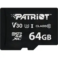 Patriot VX Series 64GB MicroSDXC V30 Class 10 UHS-I U3 4K UHD Memory Card PSF64GVX31MCX