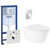 GROHE QeramiQ Salina Toiletset - met inbouwreservoir - inclusief wandcloset - inclusief bedieningsplaat - chroom 0729205/0729240/sw96855/sw96857/