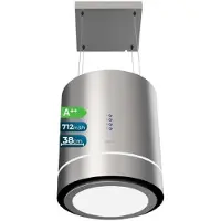 Cecotec Afzuigkap 44 cm, eilandmodel, rond, Bolero Flux Cre 448000, roestvrij staal, ++. Roestvrijstalen afwerking, afzuigcapaciteit 800 m³/u, motor 210W