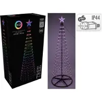 Christmas Decoration Kerstboom - Vlaggenmast - RGB Licht - 210cm - 370 LED - incl. Frame - Kleurverandering