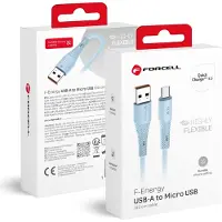 Forcell F-Energy USB-A naar Micro USB Kabel 18W 1m Blauw Silicoon