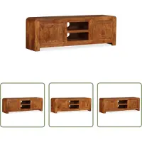 The Living Store Tv-meubel 120x30x40 cm massief hout met honingafwerking - Tv-meubel - Acacia - Bruine Meubels - Houten Tv-stand - Livingroom Furniture