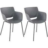CLP Alpena Set van 2 stoelen - Buitenstoel - weerbestendig en UV-bestendig - Stoelframe van gepoedercoat staal - Fauteuil - Kunststof/donkergrijs