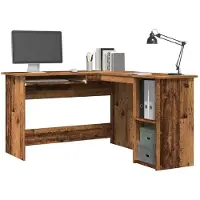 vidaXL Hoekbureau 120x140x75 cm bewerkt hout oud houtkleurig