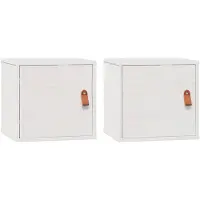 vidaXL Wandkasten 2 st 31,5x30x30 cm massief grenenhout wit