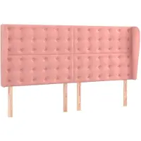 vidaXL Hoofdbord met randen 163x23x118/128 cm fluweel roze