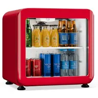 Klarstein Audrey Evo drankenkoelkast 45 L – Drankenkoeling met glazen deur, ledverlichting, regelbare temperatuur 0-10 °C, stille werking