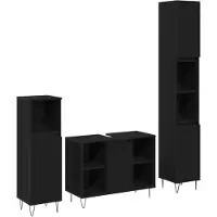 vidaXL Badkamermeubel Set 3 st Zwart Eiken 30 x 30 x 180 cm