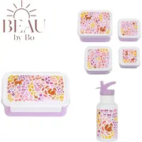 A Little Lovely Company Bundel Back to school set - Drinkfles RVS/4 Snackdozen/Bentobox - Bloementuin