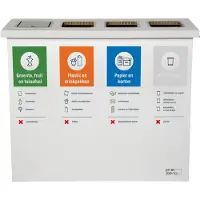 KarTent Kartonnen eco bin vier vakken - GFT - PD - Papier/Karton/Bekers - Restafval - 60 L prullenbak -