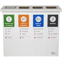 KarTent Kartonnen eco bin vier vakken - GFT - PD- Papier/Karton - Restafval - 60 L prullenbak -