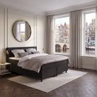 Mörgenn Boxspring Amsterdam - Pocketvering - Zwart - 100x210 cm - Inclusief Dekbed en Kussens
