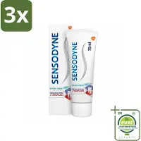 Sensodyne 3 x - Tandpasta - Gevoeligheid & Tandvlees - Extra Fresh - 75 ml - Grootverpakking - Tandpasta Gevoelige Tanden - Tandvleesproblemen - Tandplak - Gevoelige Tanden - Tandvleesverzorging