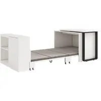 STILVORA Bureau Met Opklapbed - 2 In 1 Met Matras En Opbergruimte - Voor Studio En Werkkamer - Metaal Spaanplaat - Wit 116x60 Cm