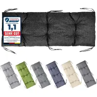 Garronda Bankkussen 140x50 cm – 10 cm dik – Waterafstotend & UV-bestendig – met Banden – Zwart GD-AM-Bono