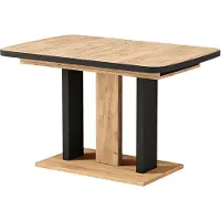 Vicco Eettafel Fenaro, Zwart/Eiken, 120-160 x 80 cm 2 delen