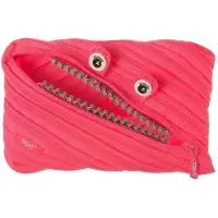 Zipit etui Grillz Monster Jumbo roze gemaakt van één lange rits make-up tasje pennenetui toilettas