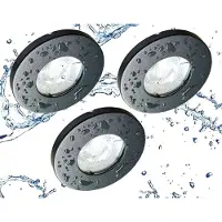 Trango Set van 3 IP65 inbouwspots 6729IP65-031M6KSD in antraciet mat incl. 3x 5 Watt 3-traps dimbaar 6000K koel wit Ultra Flat LED Module, Buiten, Badkamer Plafondspot, Douche Plafondlamp
