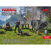 ICM Modelbouwpakket Diorama - 35618 Feldküche - Duitse Veldkeuken Diorama WWII met Koks Plastic - 1:35 - Modelbouw
