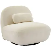 Sweeek Draaiende fauteuil 360° met gestructureerde bouclette en metaal Crème