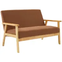 Sweeek Tweezits bankje van hout met corduroy zitting Bruin
