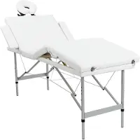 vidaXL Massagetafel inklapbaar met aluminium frame (vier delen / crèmewit)