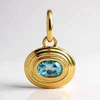 Cavill - Gouden Hanger - 9 Karaats Geelgoud - Santa Maria Aquamarijn 0,34 ct - Ovaal Slijpsel - Bezel Zetting - Elegante Blauwe Edelsteen uit Brazilië