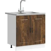 vidaXL Keuken Kast Kalmar Rook Eiken 80 x 46 x 81,5 cm Bewerkt hout