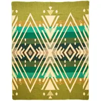 EcuaFina | Handgemaakt plaid Imbabura wol groen 235x195x1 cm plaids | NADUVI