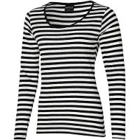 Apollo - Party T-shirt dames lange mouwen - Strepen - Zwart-Wit - Maat XS - Carnaval - Carnavalskleding dames - Carnavalskleding