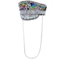 Fever Deluxe Sequin Studded Captains Hat, Rainbow Volwassenen Unisex Multi Kleuren Bekende personages Maat One size