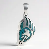 Cavill - Zilveren hanger - 925 Sterling Zilver Geoxideerd - Blauwe Kingman Mohave Turkoois 0,188 ct - Luxe Turkoois Sieraden - Elegant Mozaïek Design